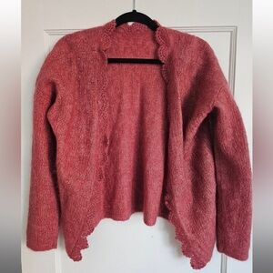 Sezane Anaelle Dark Rosewood Mohair Wool Blend Knit Cardigan Sweater